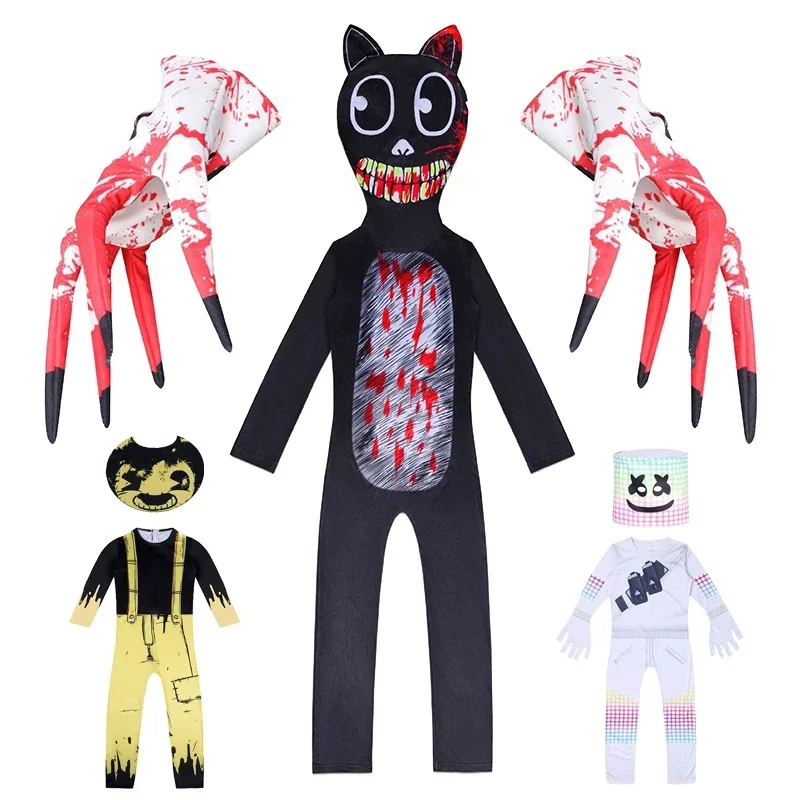 2024 Newest Halloween performance costume Scp Foundation Cartoon Cat  Siren Head Horror Funny marshme Clothing for Kids Boy MN11