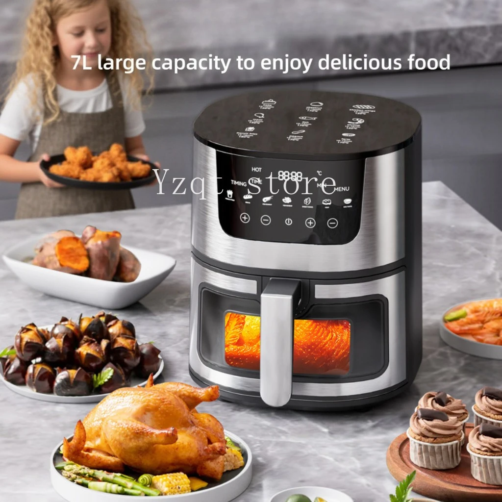 

2025 Air Fryer Household Multifunctional Visual Stainless Steel Fryer Automatic Electric Oven Large Capacity Intelligent Baking