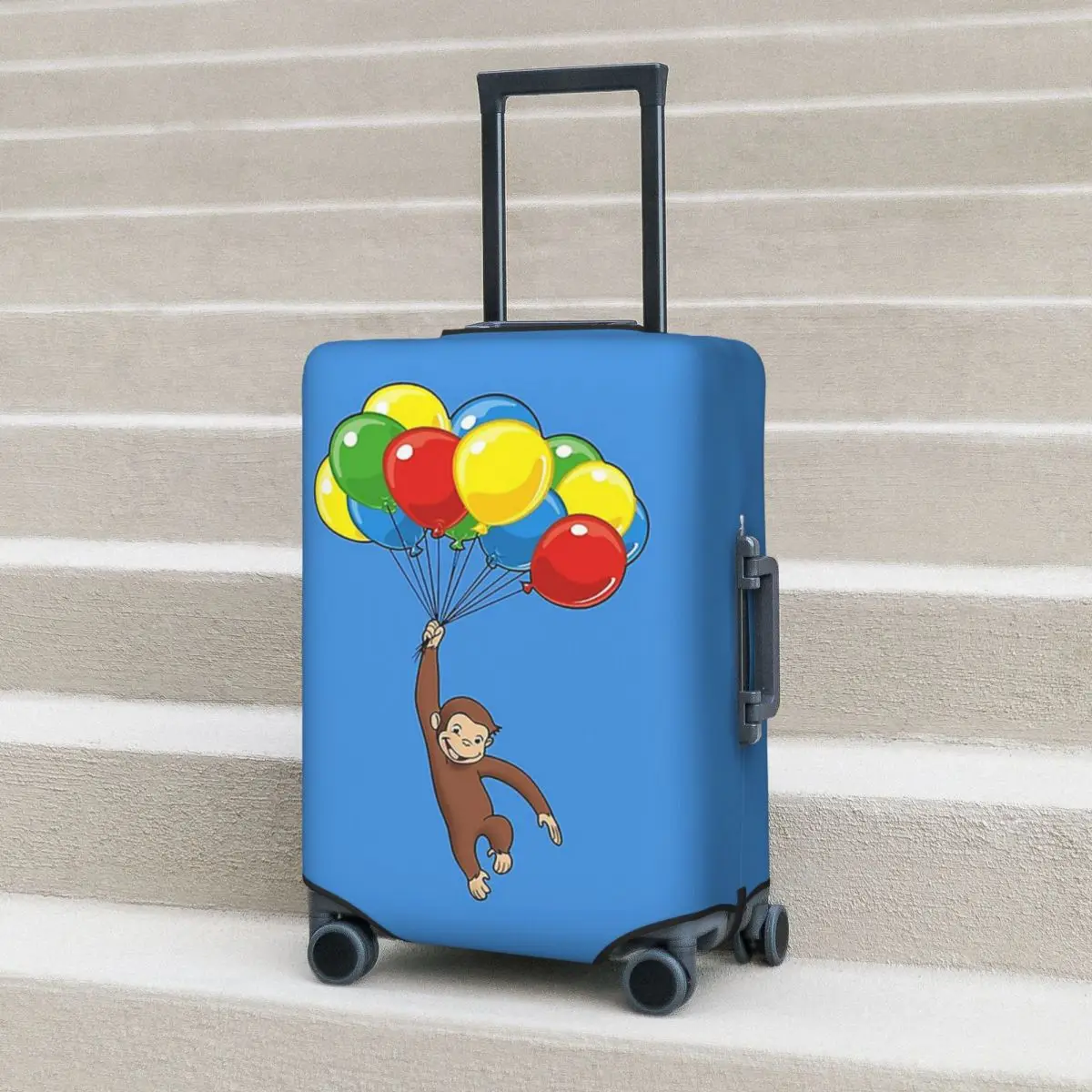 

Curious George With Balloons Suitcase Cover Protection Elastic Trip Luggage Protector Covers for 18-32 Inch