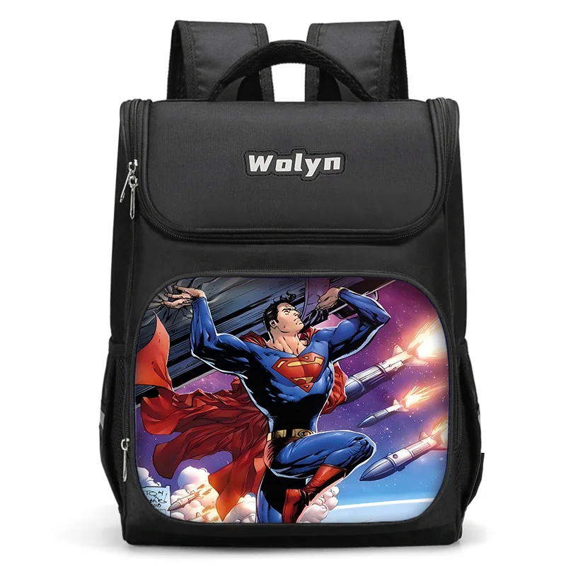 Cartoon S-SupermanS Logo Large Child Backpack Boy Girls School Bag For Men Women Traveling Backpack Durable and Multi Compartmen