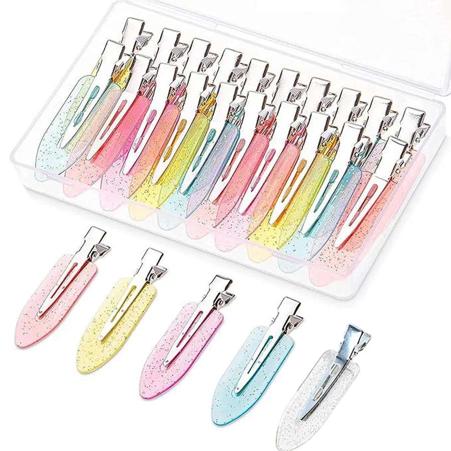 20PCS Glitter Transparent Hair Clips Candy Color Seamless Makeup Tools Bangs Hairpin Hair Accessories for Women Girls