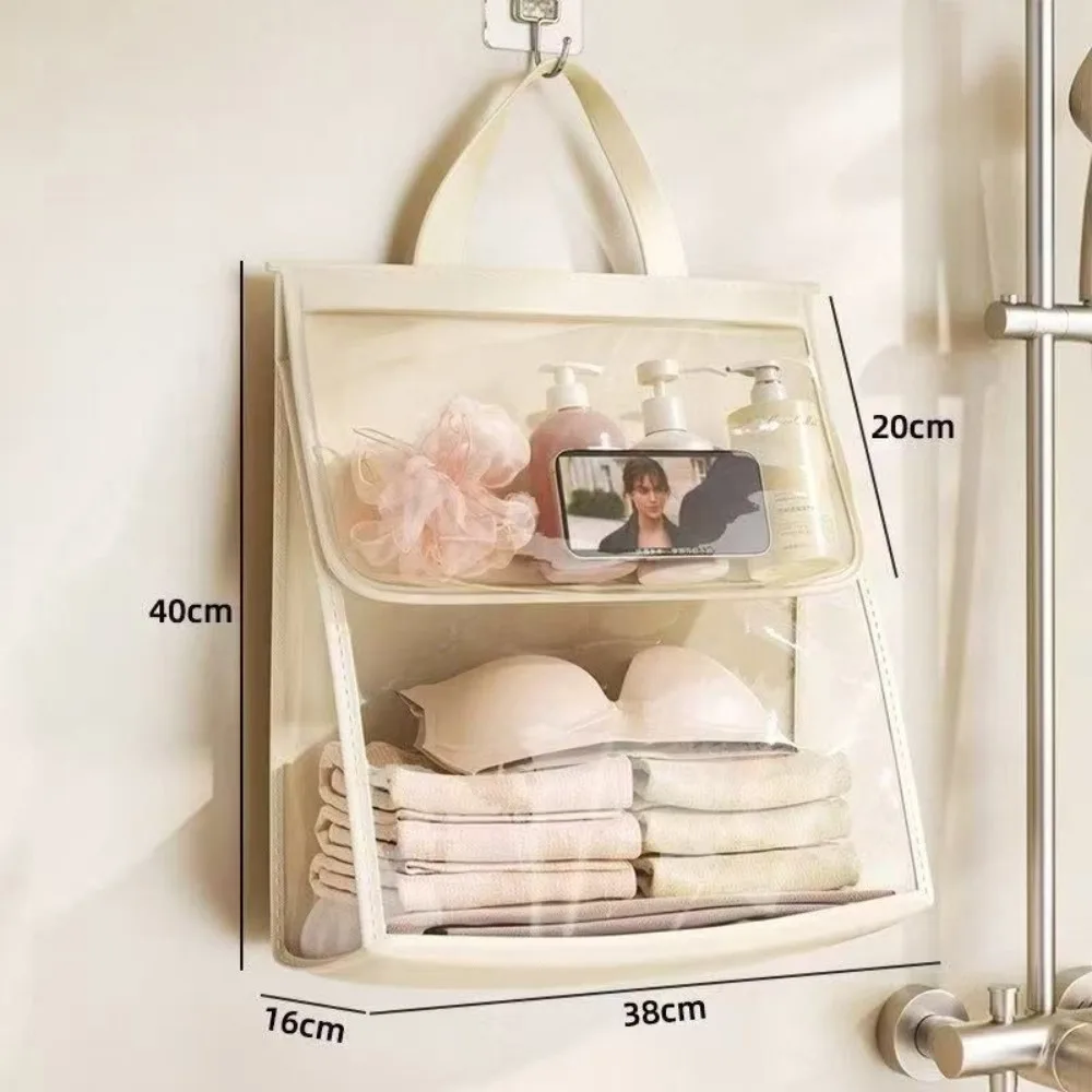 New Waterproof Bathroom Storage Bag Transparent Visible Window Wash Bag Foldable Carry Handles Clothes Organizer Bathroom Use