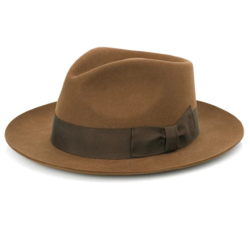 Big Head Men's Vintage Style 100% Wool Fedora Hat , Black Brown Grey Coffee Blue Color 6cm Brim Party Dress Classic Felt Hat