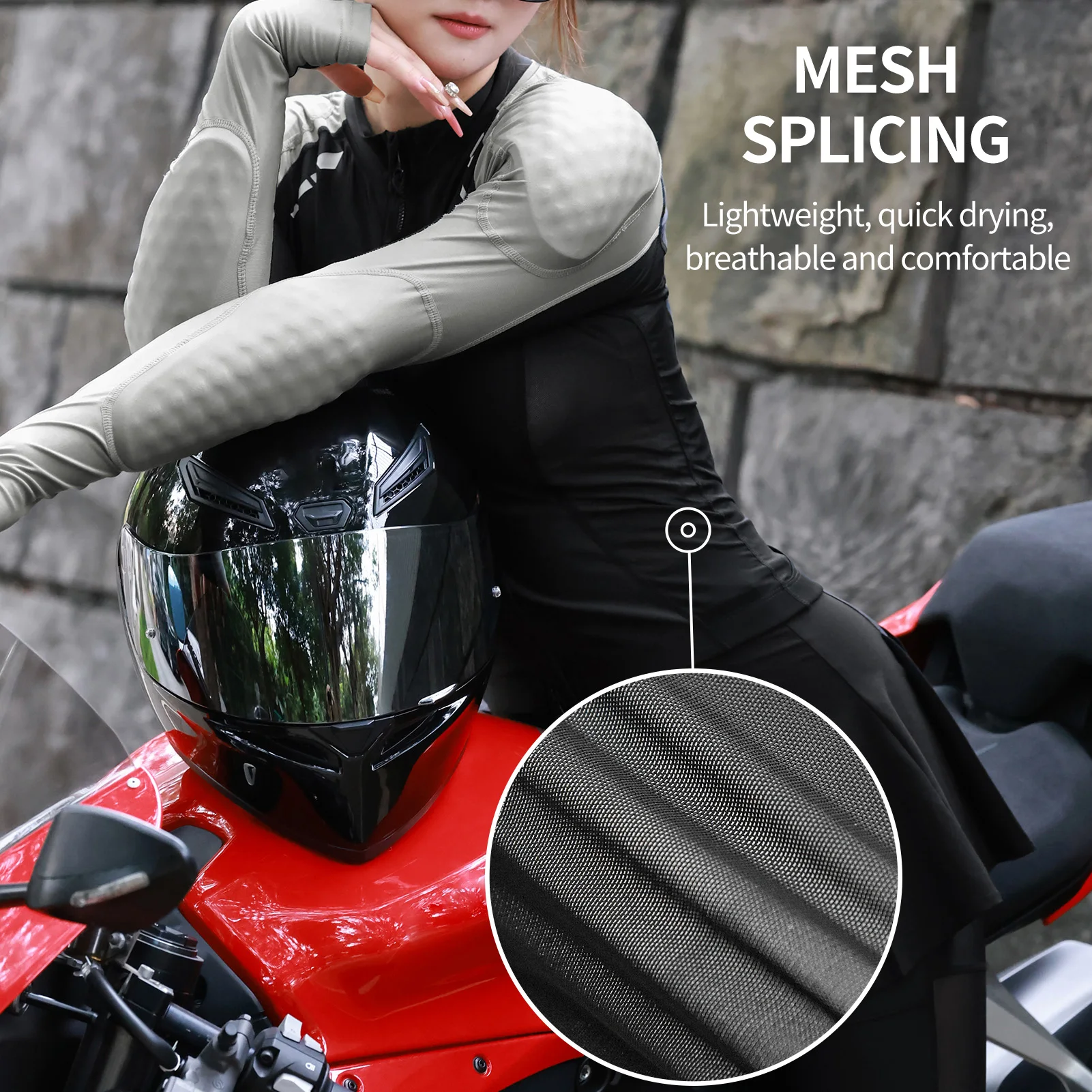 

Womens Motorcycle Jacket with Armor CE2 Certified Protection High Visibility Mesh Riding Jacket for Women Mesh Motorcycle Jacket