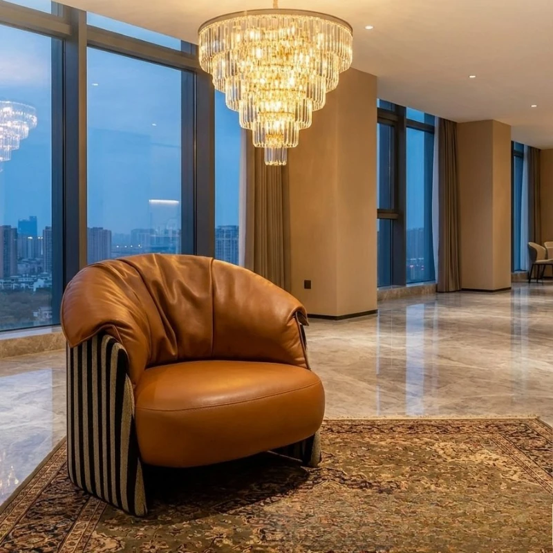 Sofa chair ecological leather texture retro striped living room single sofa leisure chair