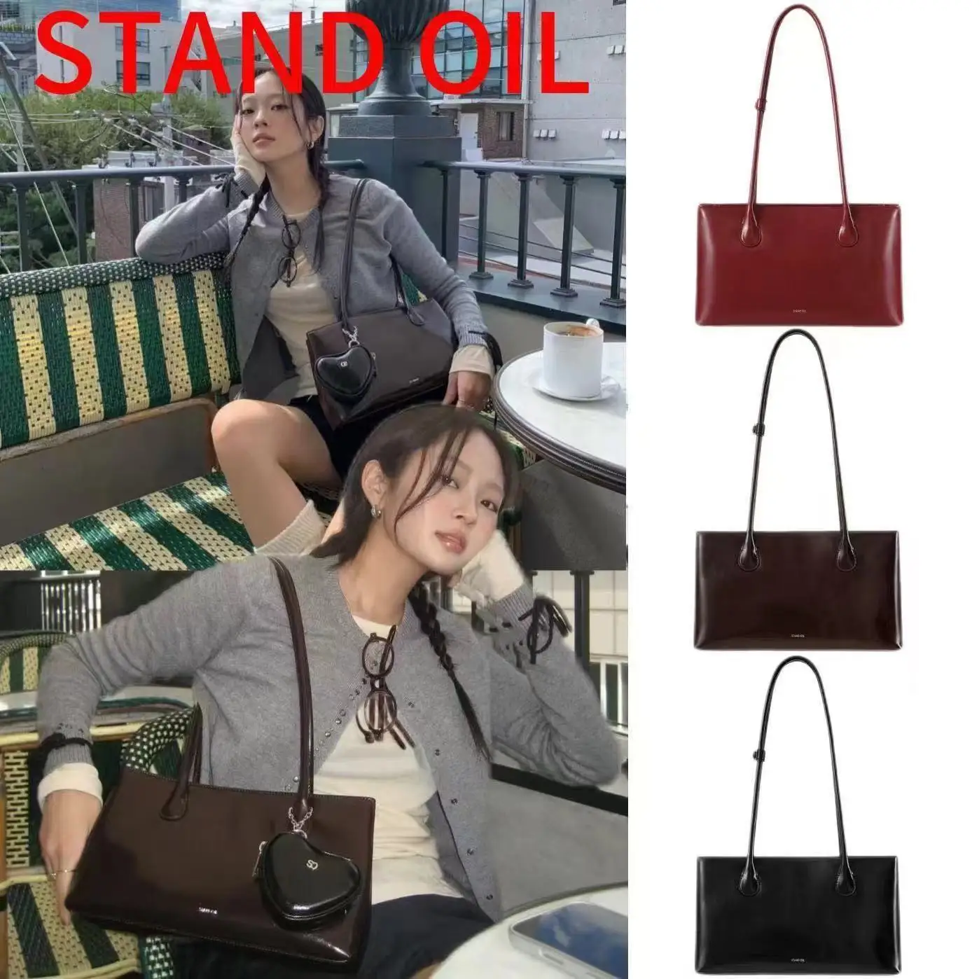[STAND OIL] حقيبة البولينج Standoil STAND OIL بوسطن حمل حقيبة كتف حقيبة نسائية تحت الإبط