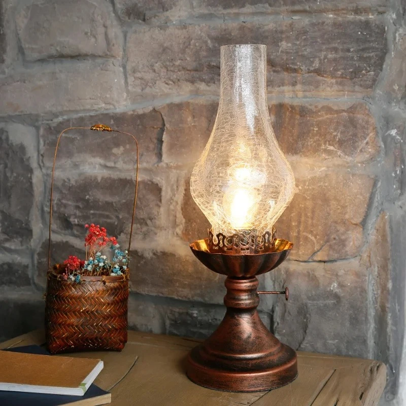Creative Retro LED Old Table Lamp Teahouse Tea Table B&B Restaurant Living Room Decorative Lighting E27