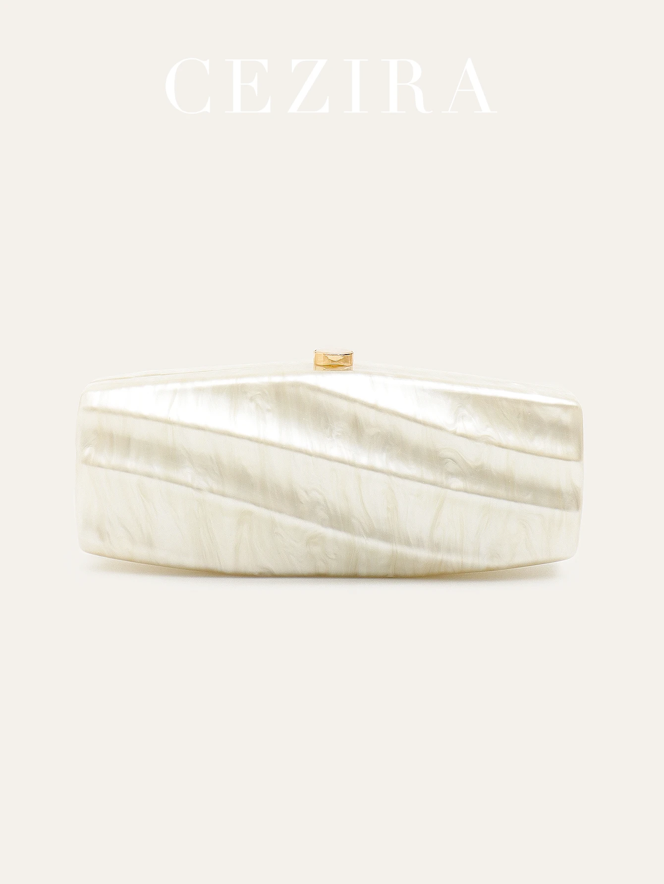 CEZIRA Irregular Twist Shape Marbled Acrylic Evening Clutch For Women Magnet Closure Hard Case Bride Handbag