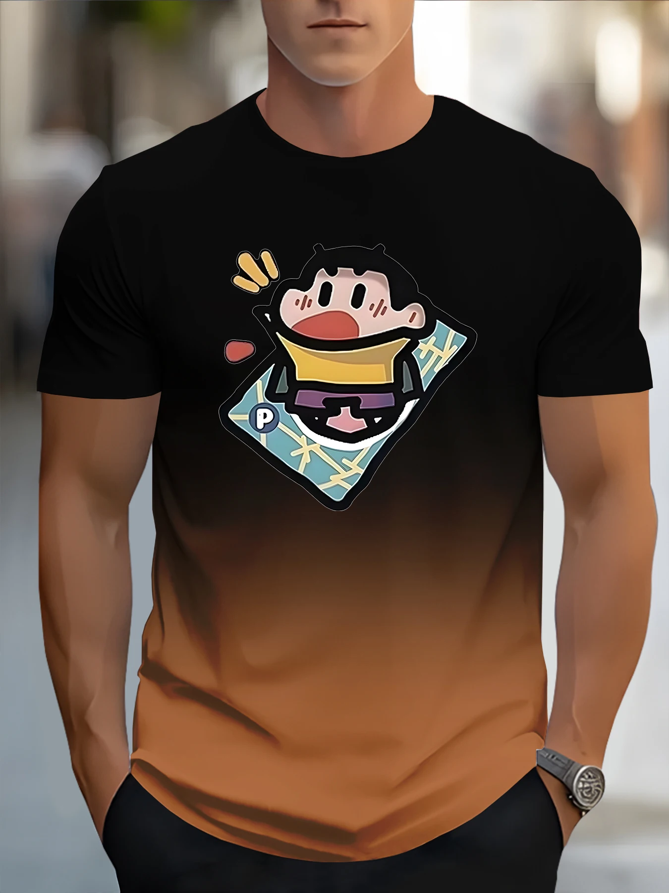 2026Simple Black T - Shirt with Eye - catching Ace of Spades Pattern