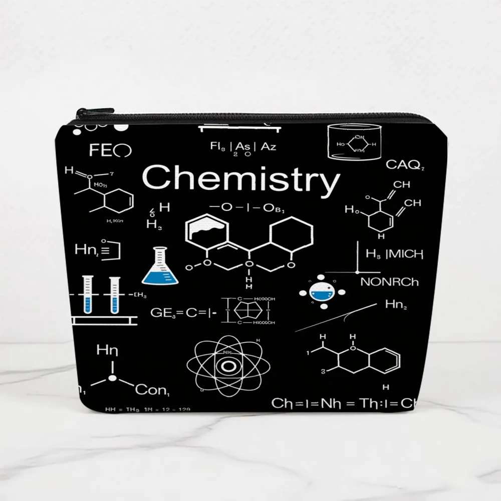 Chemistry Formulas Molecules Atoms Symbols Makeup Bags for Girls Cosmetic Pouch Toiletry Bag Pencil Case Travel Storage