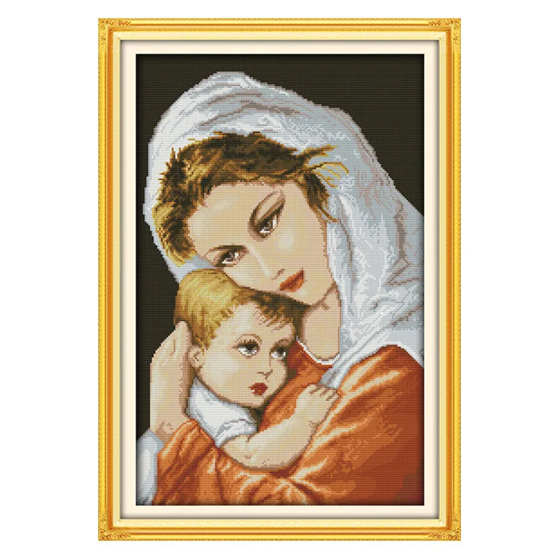 

Картина маслом стиль мама и сын набор для вышивки крестом люди 18ct 14ct 11ct график холст стежки вышивка DIY ручная работа