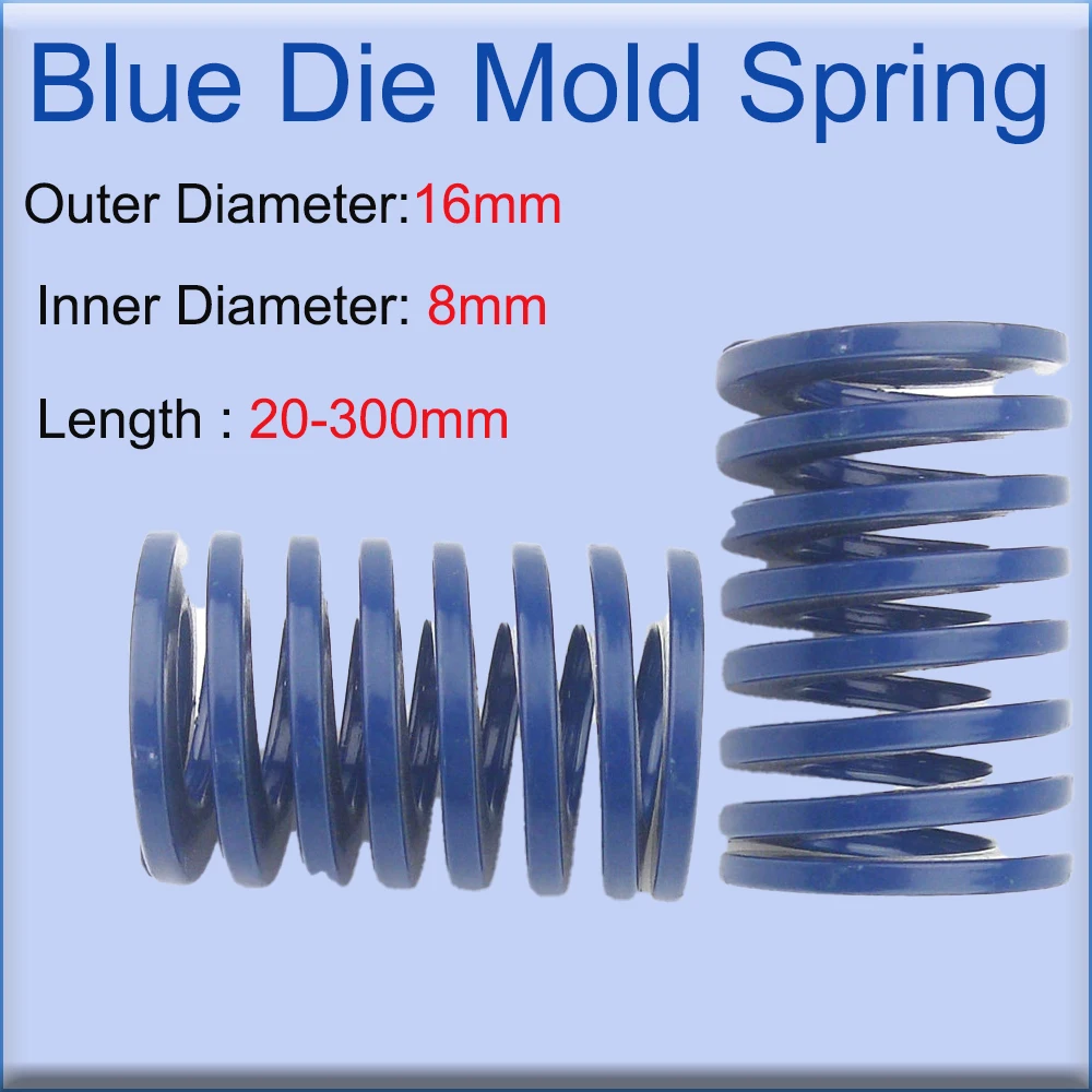 1/3/5/10/20pcs Blue Die Spring Steel TL Iight Small loading Outer Diameter 16mm Inner Diameter 8mm Length 20-300mm