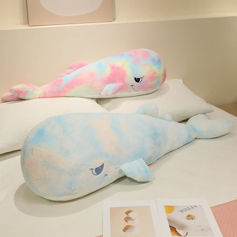 60-140cm Cute Colorful Shark Plush Toys Giant Size Animal Shark Pillow Stuffed Soft Cushion Sleeping Dolls for Gifts