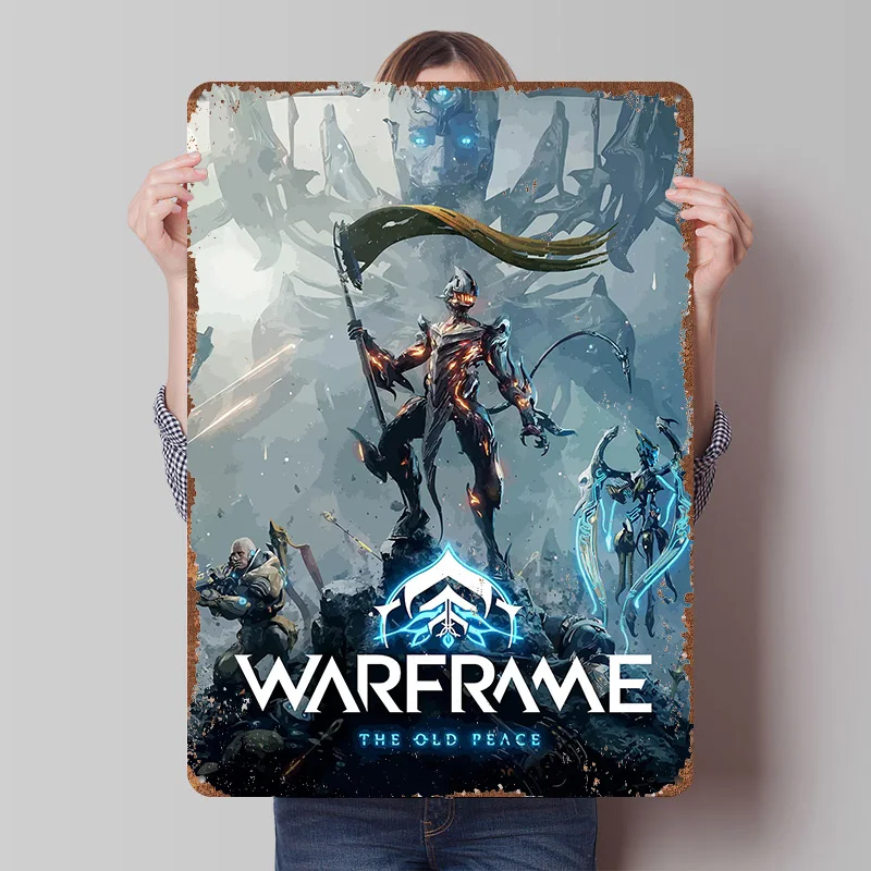Warframe The Old Peace Artwork Portrait Tin Poster Customized Wall Art Retro Vintage Metal Signs for Fans Room House Wand Deko