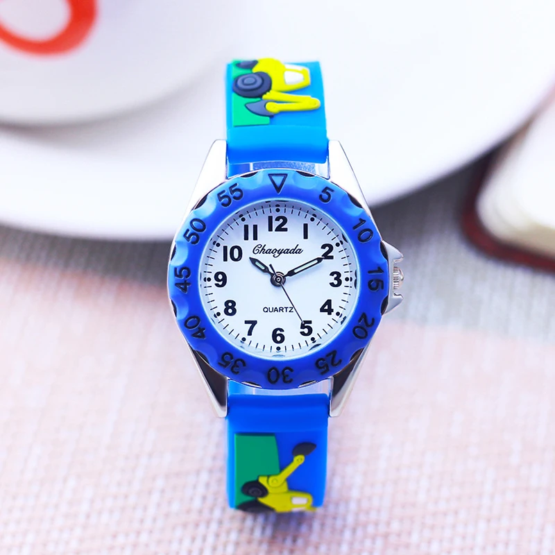 2024 children boys girls fashion cartoon excavator watches students cool gifts toy watches for over 3years kids 5colors clocks