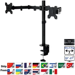 Soporte para Monitor MS02, sujeción de escritorio, movimiento completo, 360 grados, doble, 10-27 pulgadas, LCD, LED, brazo de montaje, carga de 8kg cada cabeza