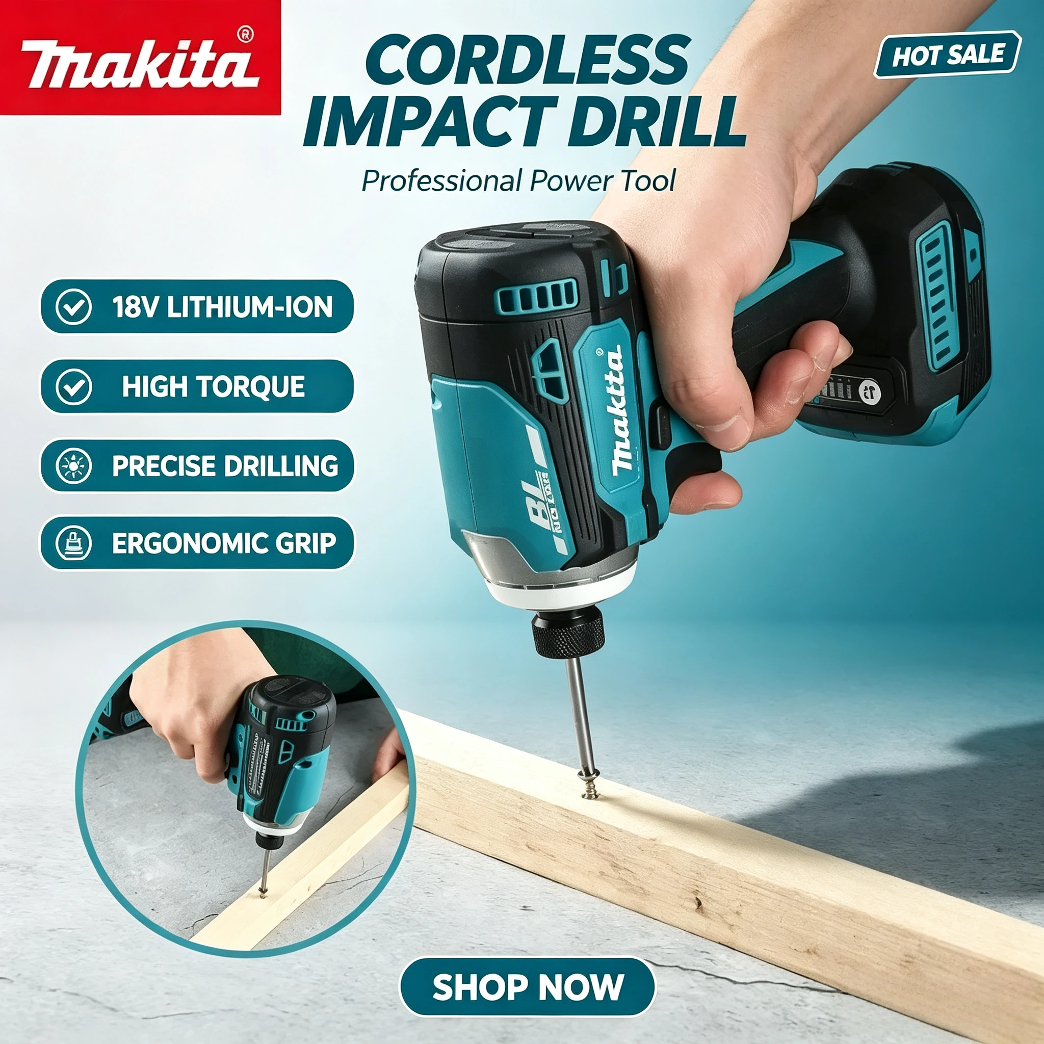 DTD171 New Makita Cordless Brushless Lithium 18V Drill Driver Electric Impact Screwdriver For Home And Engineering Repair Work.