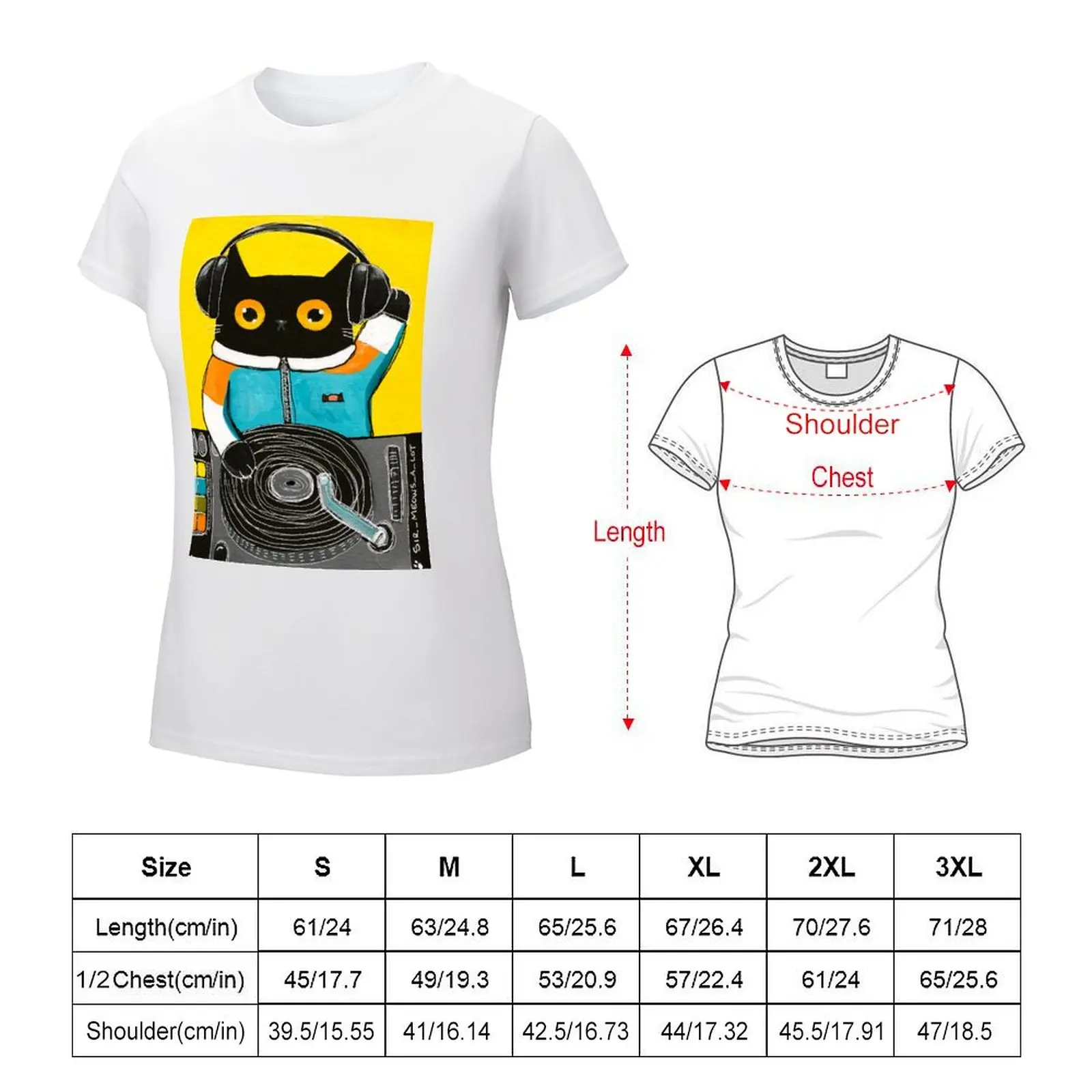 DJ Cat 2 T-shirt Short sleeve tee hippie clothes Women t-shirts