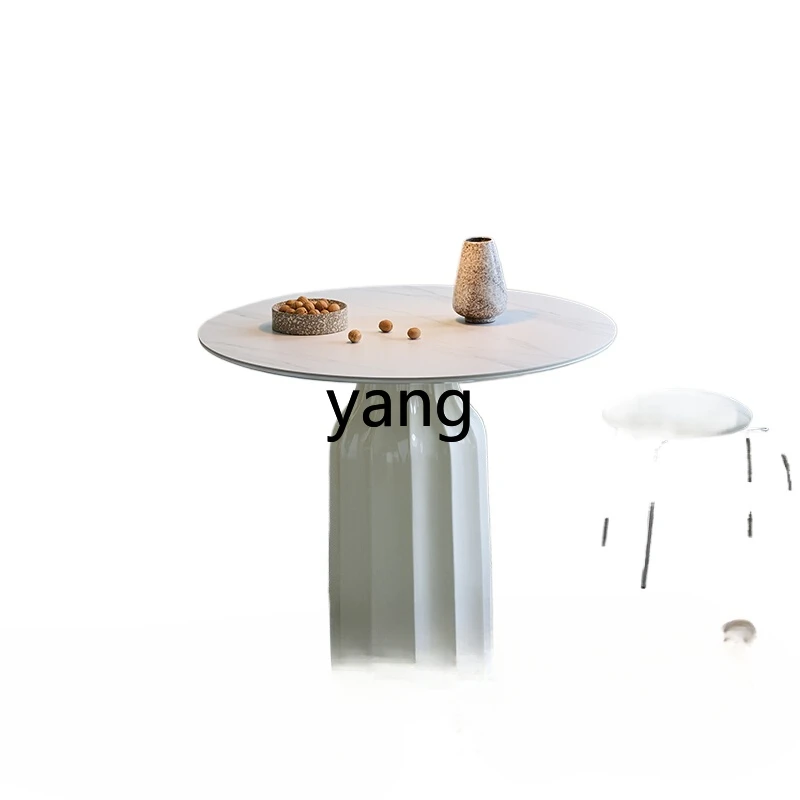 

LMM retro cream wind rock slab round dining table small apartment dining table and chair combination