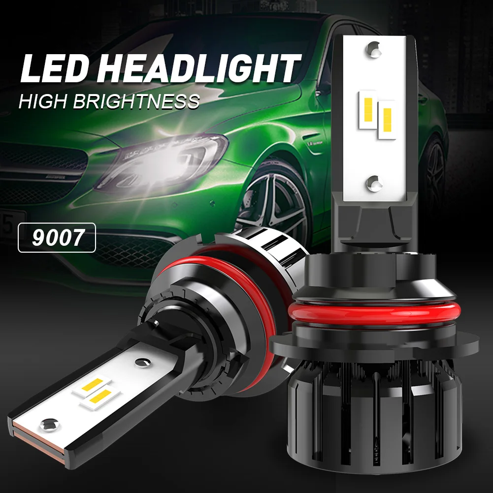 2x Super Bright 9007 HB5 LED Canbus Car Headlight Bulbs with Wireless Fan High Power 14000LM 100W High Low Beam Auto Headlamps