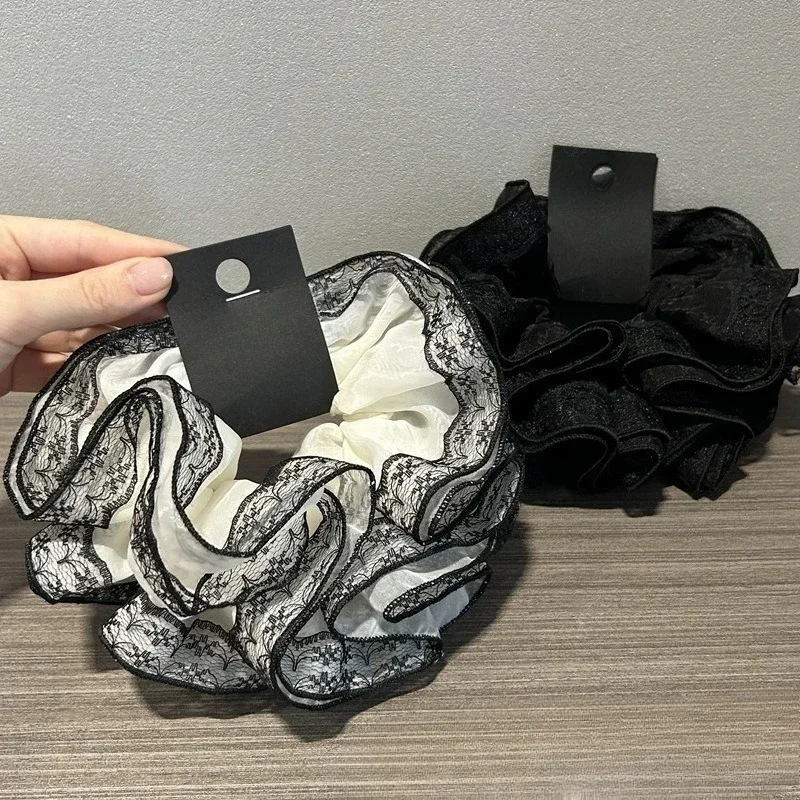 Élastique à cheveux élégant style coréen avec perles pour queue de cheval basse, accessoire de mode pour femme