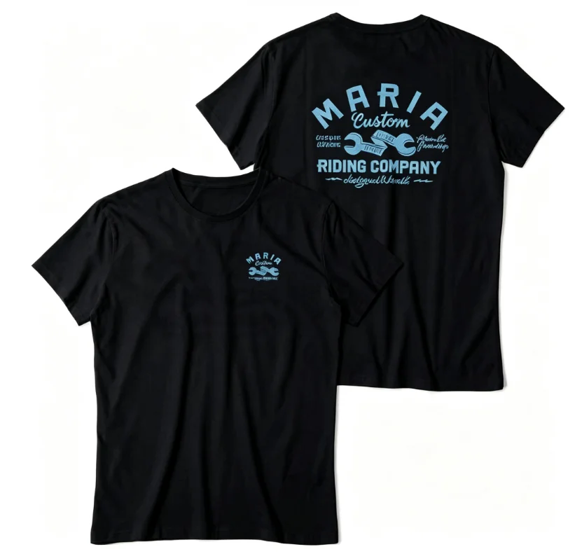 2026 New Motor Family Matching Unisex Oversized T Shirt Maria Custom Riding Wrench Double Sided Print Black Streetwear Tops