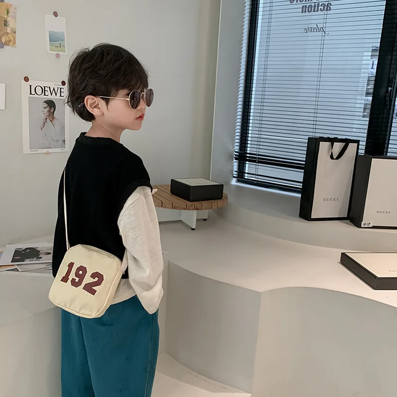 Kid Bags Boy Trendy Personalized Trend Crossbody Bags New All-match Canvas Coin Purses Clothing Matching Bag Street-Photography