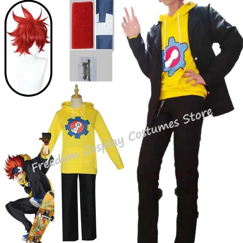 أنيمي SK8 إنفينيتي تأثيري ريكي كيان الأصفر شعر مستعار مقنعين البلوز سترة SK ثمانية سكيت موحدة تأثيري البدلة