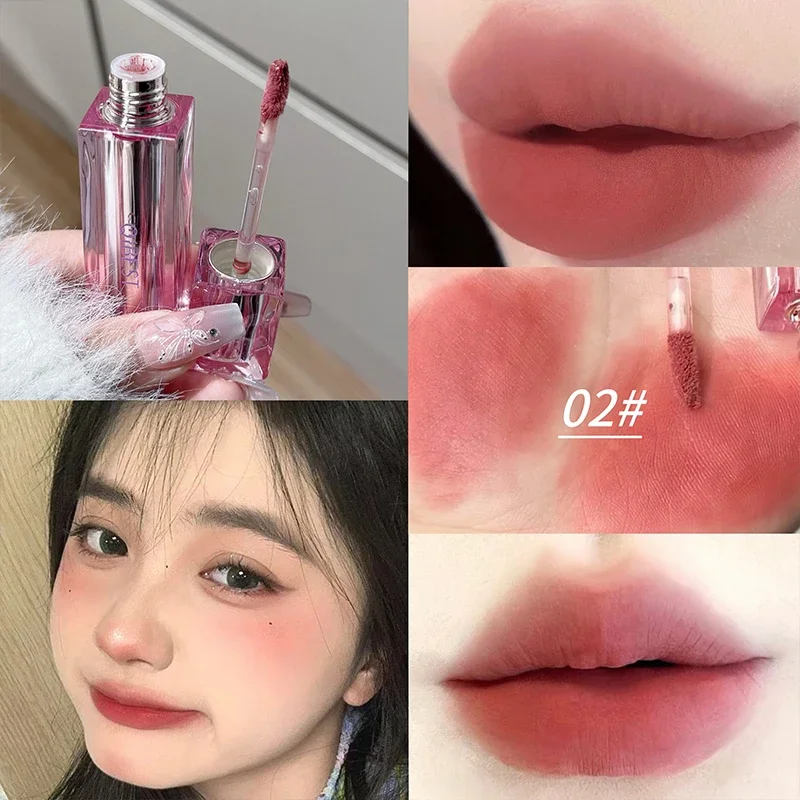 QIBEST Girl's Cute Velvet Matte Liquid Lipstick Waterproof Lasting Lipgloss Tint Non-Stick Cup Makeup Lip Mud Korean Cosmetics