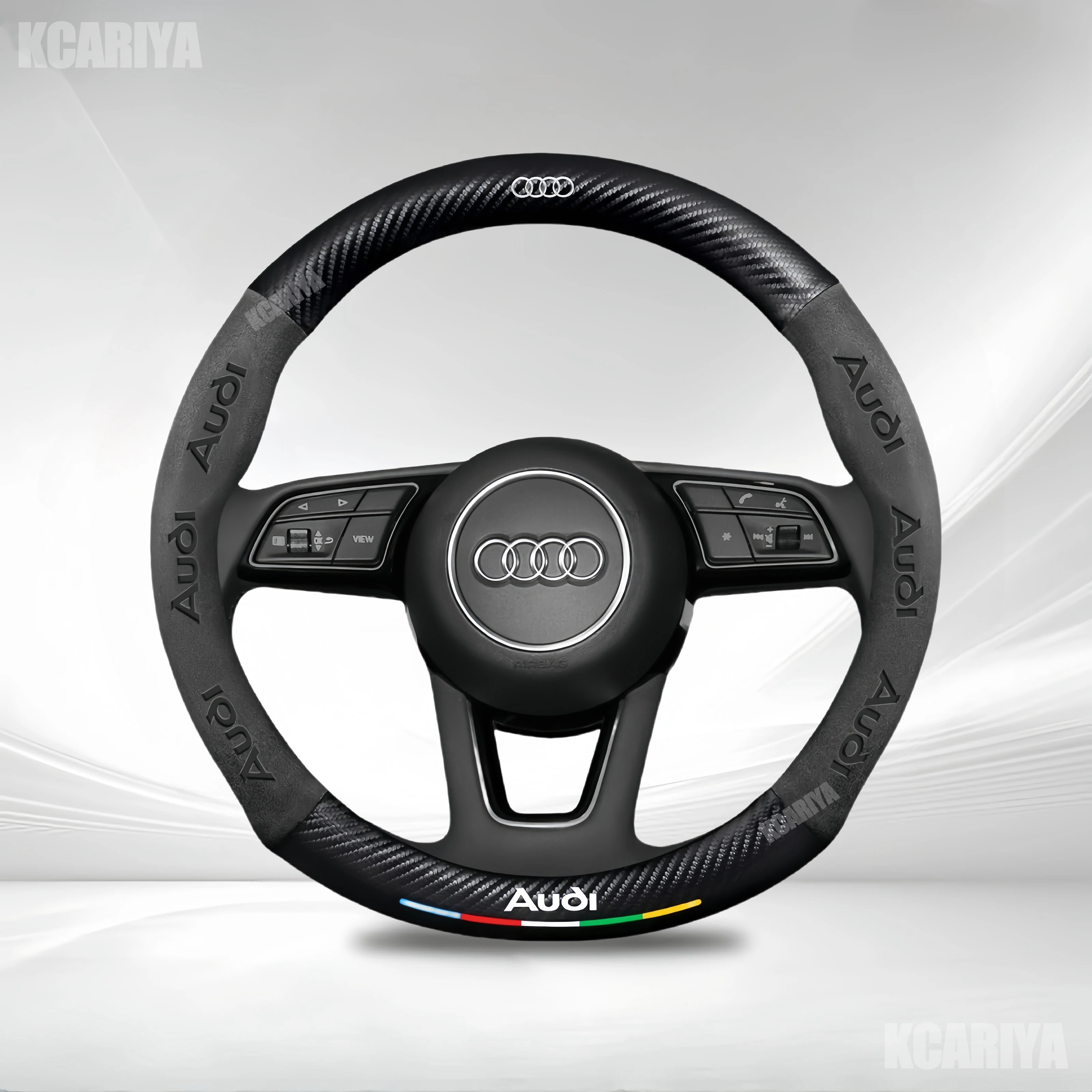 

Car AntiSlip Carbon Fiber Leather Steering Wheel Cover For Audi A3 A4 A5 A6 A7 A8 Q1 Q2 Q3 Q5 Q7 Q8 S3 S4 S5 S6 RS3 RS4 RS5 TT