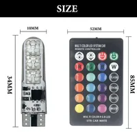 2X Car Signal Atmosphere Bulb T10 5050 6SMD Waterproof W5W Remote Controller RGB 194 168 Dome Light Silicone Wedge Side DC 12V