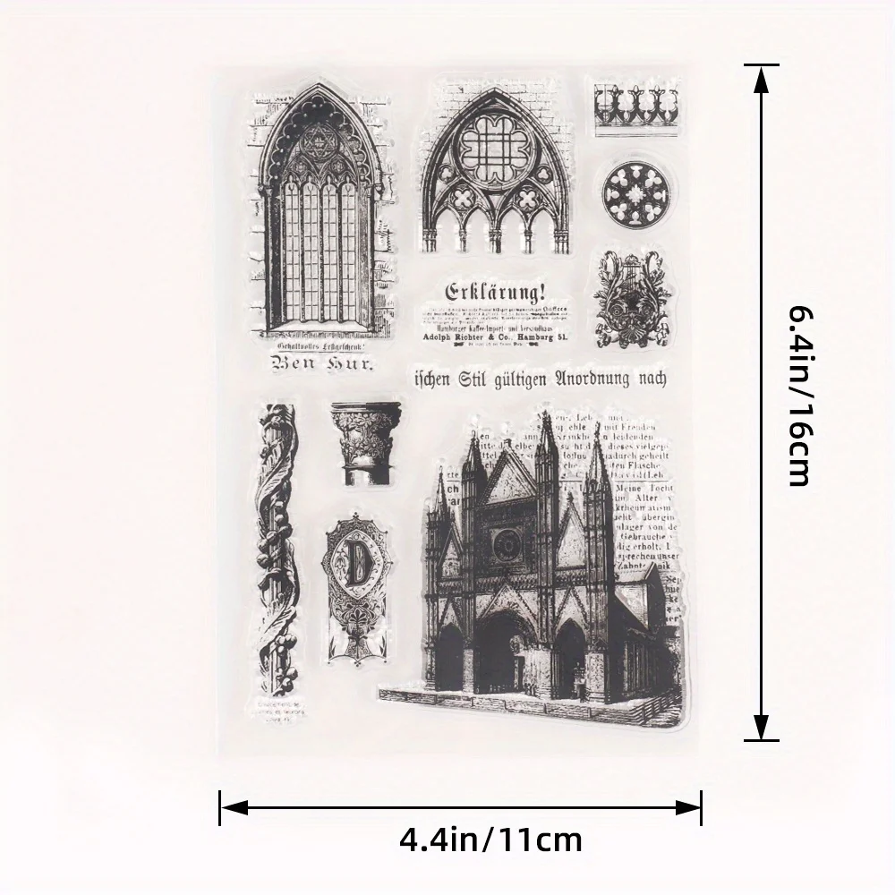 Retro Gothic Architecture Cultures Silicone Clear Stamps for Scrapbooking Supplies Planner Junk Journal Decoration Rubber Stamp