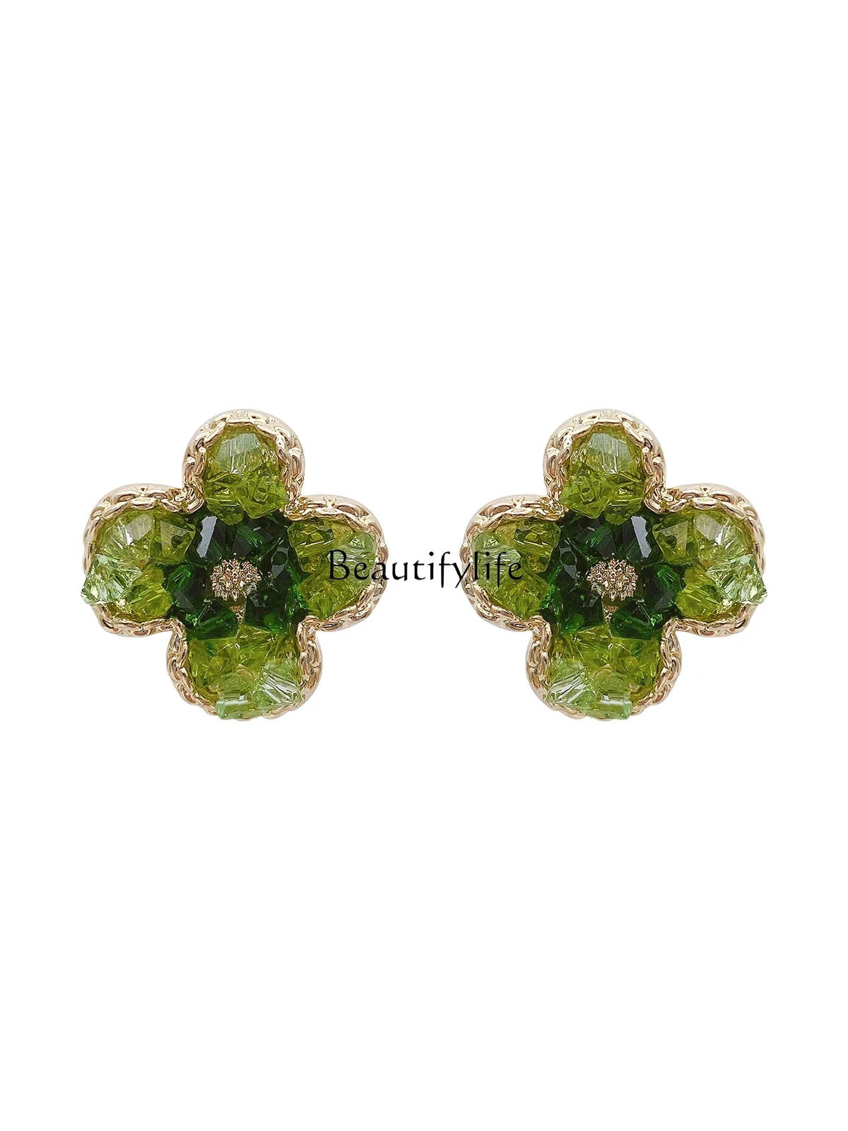 

Fresh Green Flower Earrings for Women, Niche, Advanced, New, 2023