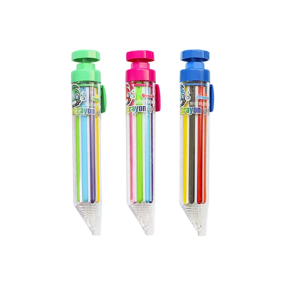 Student Colorful Gift Push Style Painting Pens Children Highlighter Marker Pen Multicolor Crayons Colored Pencil Oil Pastel
