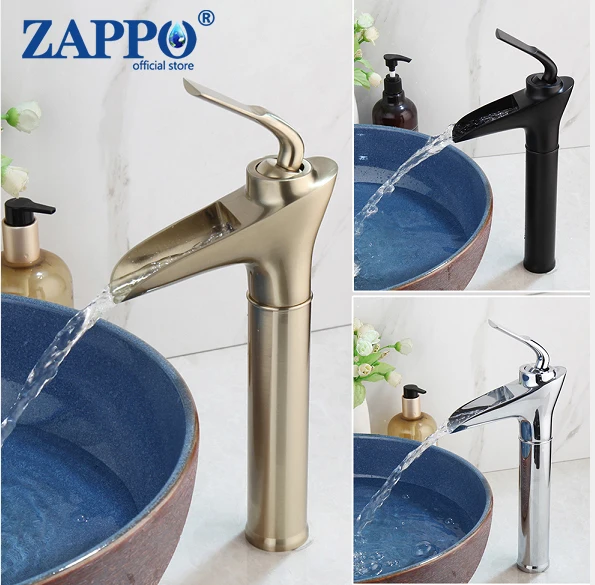 

ZAPPO Luxury Bathroom Faucet Waterfall Basin Faucet Single Hole Cold and Hot Water Tap Basin Faucet Mixer Taps Sink Faucets