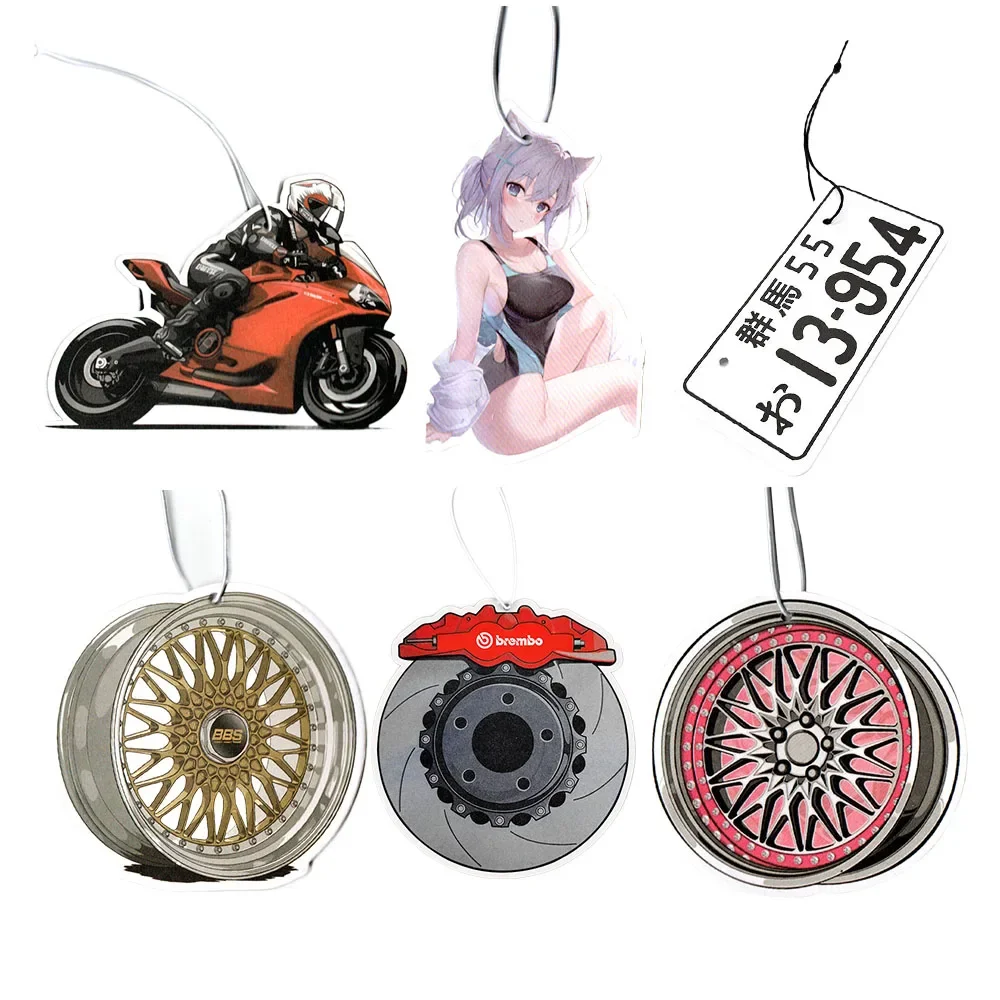 

JDM Car Air Freshener Perfume Anime Sexy Girl Tire Girl Decoration Rearview Mirror Pendant Hanging Solid Paper Husband Gift