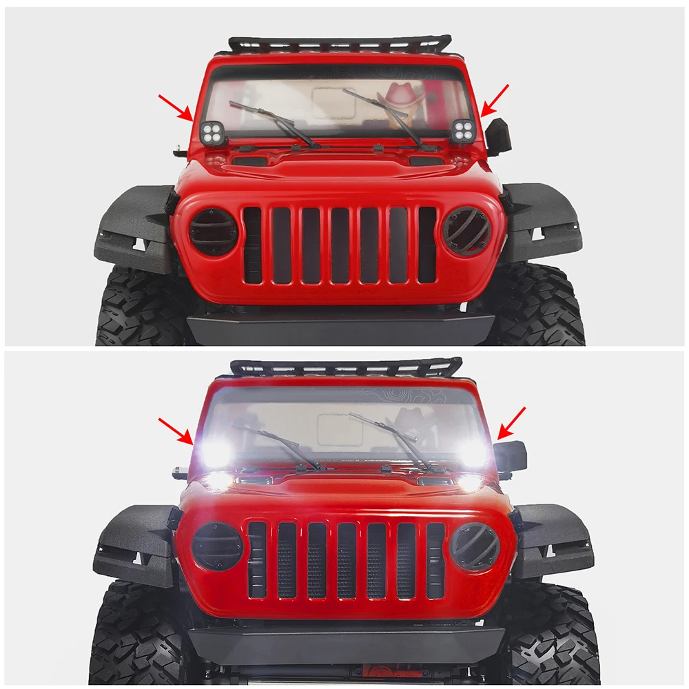 AXSPEED LED Spotlight RC Car Roof Lights Headlights for 1/10 RC Crawler Axial SCX10 II 90046 TRX4 TRX6 Redcat Gen8