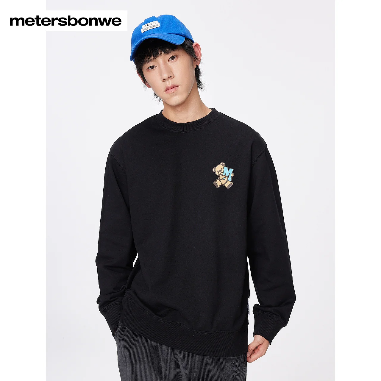 Metersbowne Round Neck Hoodie Men Winter New Fashion Cartoon Print Pullover Jacket High-Quality Brand Top