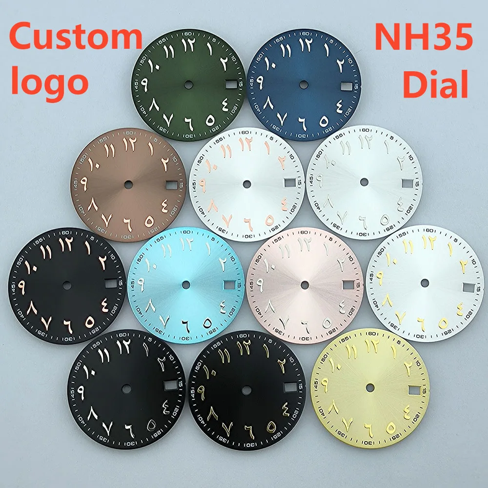 Nh35 Wijzerplaat Custom Logo 28.5Mm Arabische Cijfers Wijzerplaat Geen Lichtgevende Geschikt Voor Nh35/Nh36 Beweging Horloge Accessoires Reparatie Tools