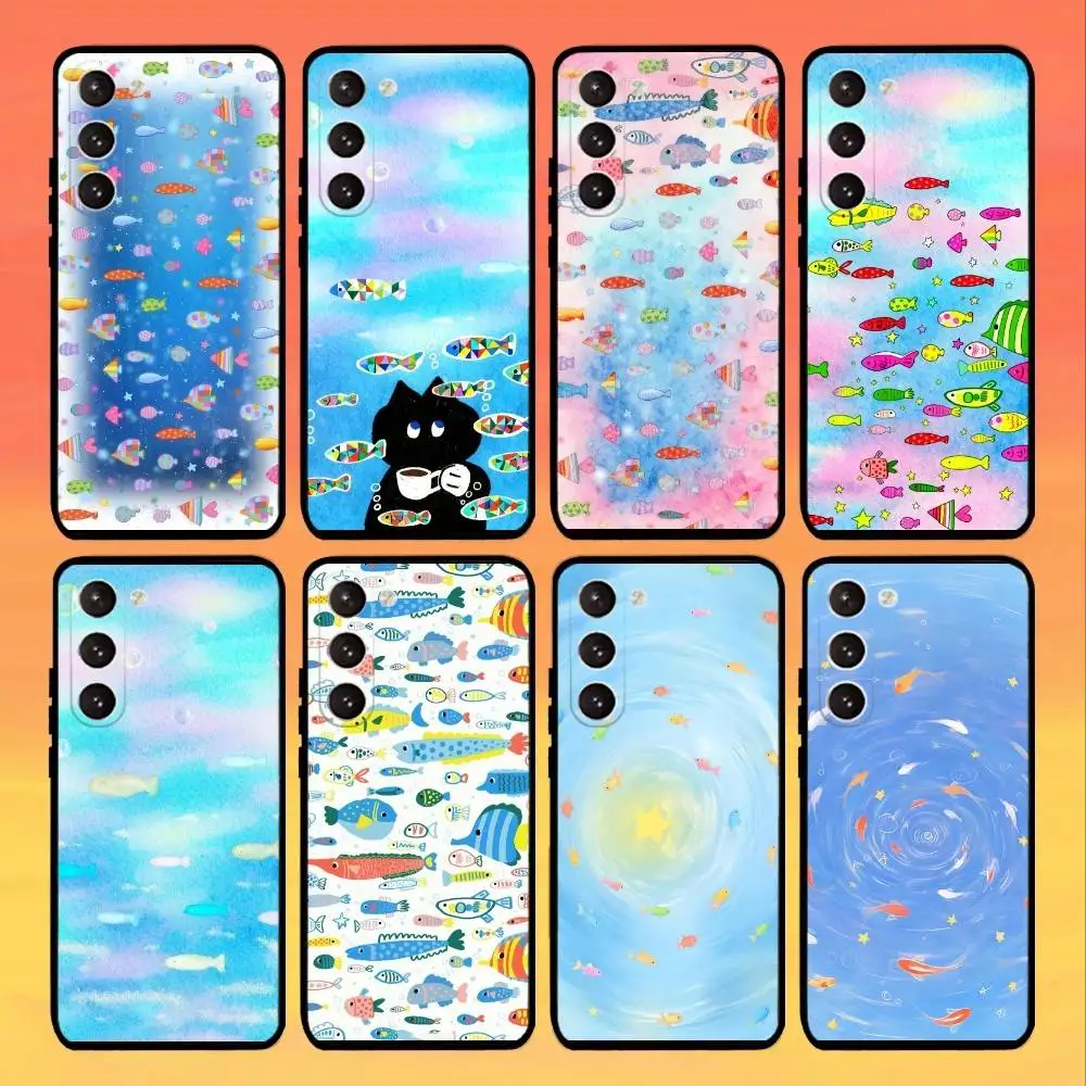 

Many F-fish Phone Case For Samsung Galaxy A13,A21s,A22,A31,A30,A52,A53,A71,A41,Soft Black Shell