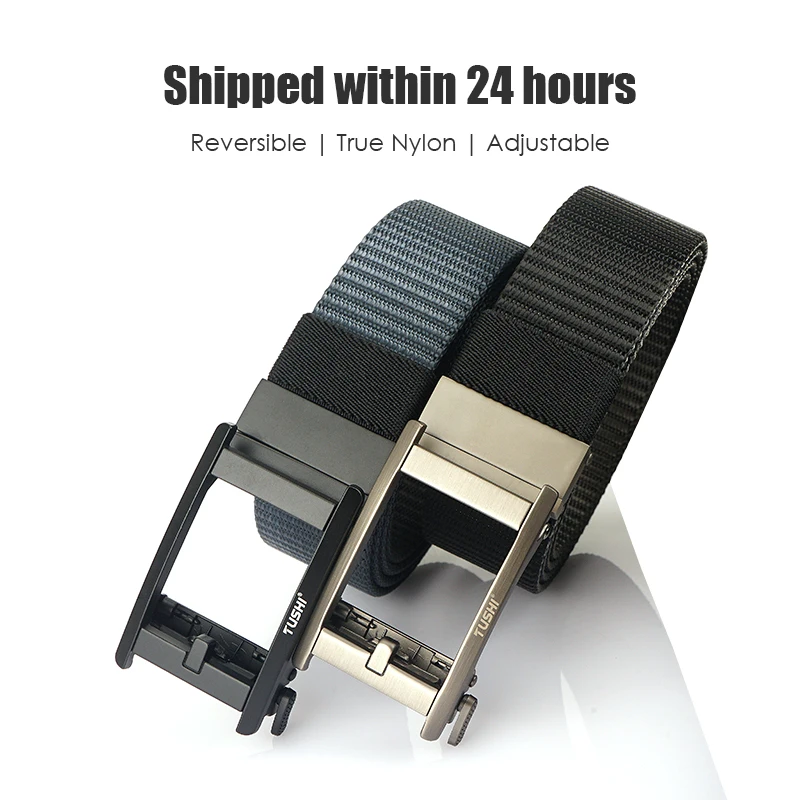 VATLTY New Reversible Belt for Men Matte Metal Automatic Buckle Outdoor Casual Belt Soft Nylon Jeans Waistband Male Strap