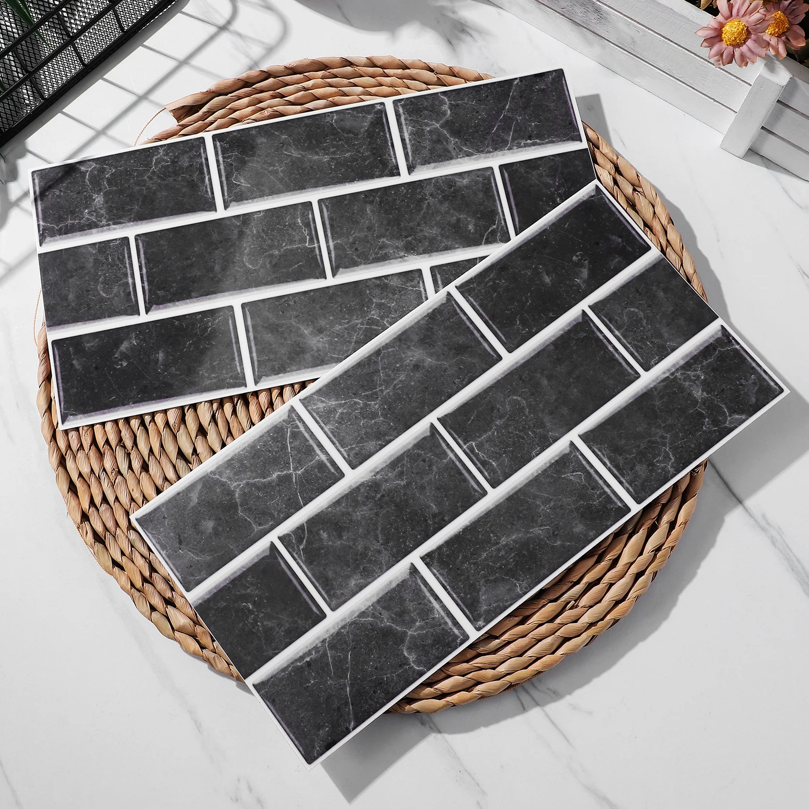 

6 Retro Adhesive Wall Stickers Pvc Tiles Bathroom Shower Vintage Decor Peel And Stick Backsplash Backsplash Tile