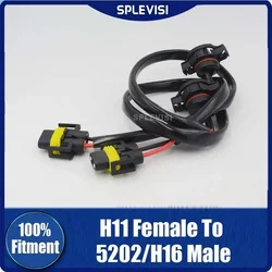 2Pcs 5202 H16 to H11 H8 H9 Pigtail Wires Harness Socket For Fog Light Lamp Conversion Plugs adapter extension cord 2504 / PSX24X