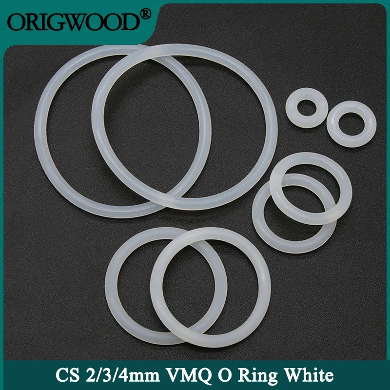 10 sztuk VMQ O-ring Grubość uszczelki 2/3/4mm Biała wodoodporna podkładka Okrągły kształt O Pierścień silikonowy Food Grade