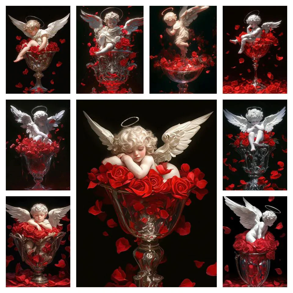 

Алмазная живопись «Ангел», полностью круглая Алмазная мозаика для девочек, 5D Бриллиантовая вышивка, искусство, вышивка крестиком, украшение для дома, подарок