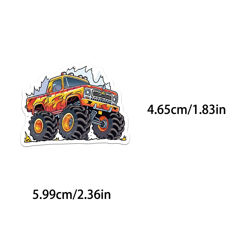 50PCS Cartoon Cool Handsome Big Wheel Monster Truck Stickers Creative Art Personalized Decoration Phone Case Scrapbook Water Cup