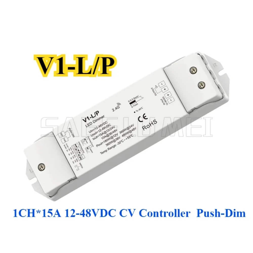 LED Dimmer V1-L/P Wifi 2.4G RF Remote Control R1/11 12-48V 1 Zone Single Color LED Strip Dimming Kit Wireless Push Switch Dimmer