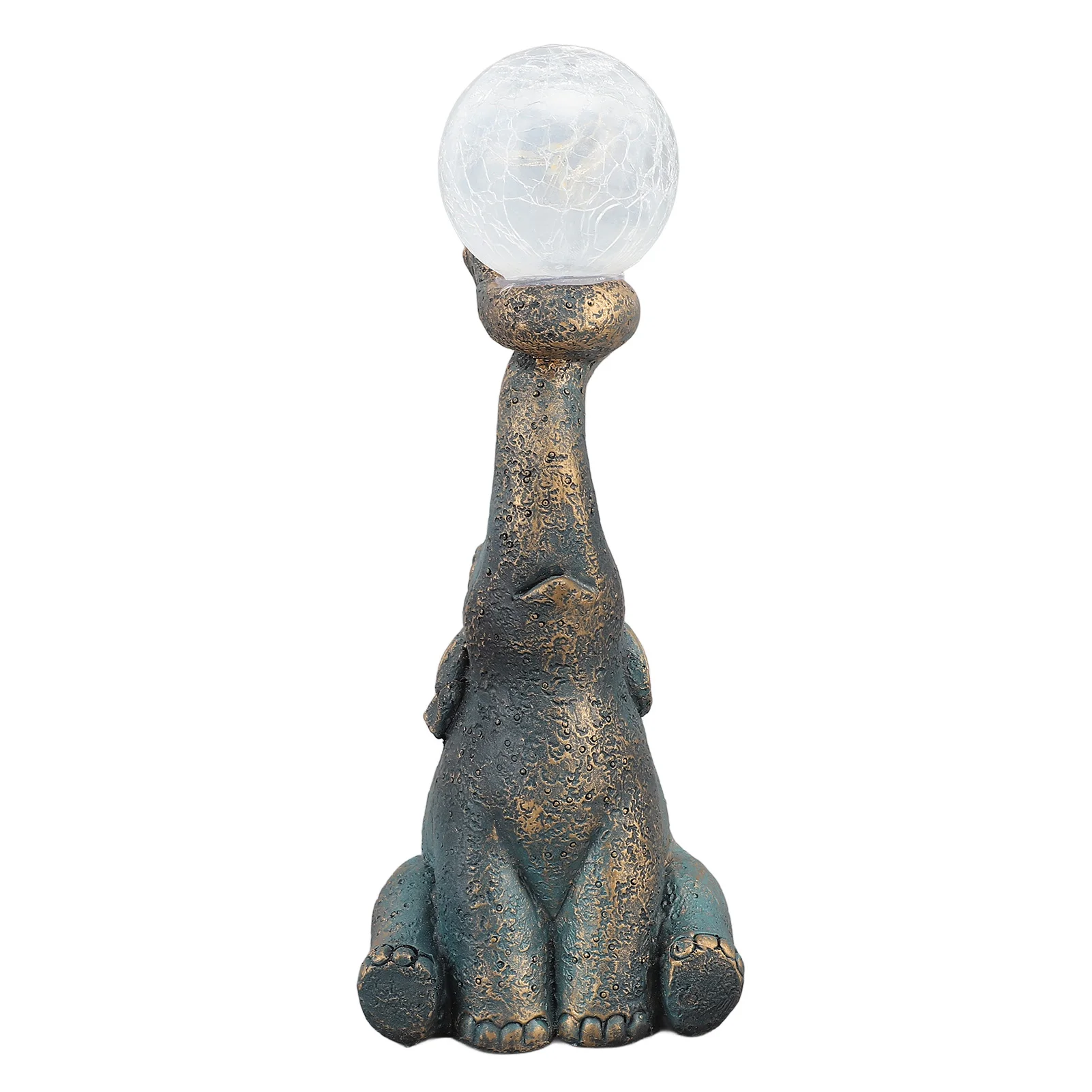Statue d'éléphant, décoration de jardin avec boule de verre craquelée, lumière solaire, Figurine d'éléphant pour cour, Patio, balcon, ornement de pelouse