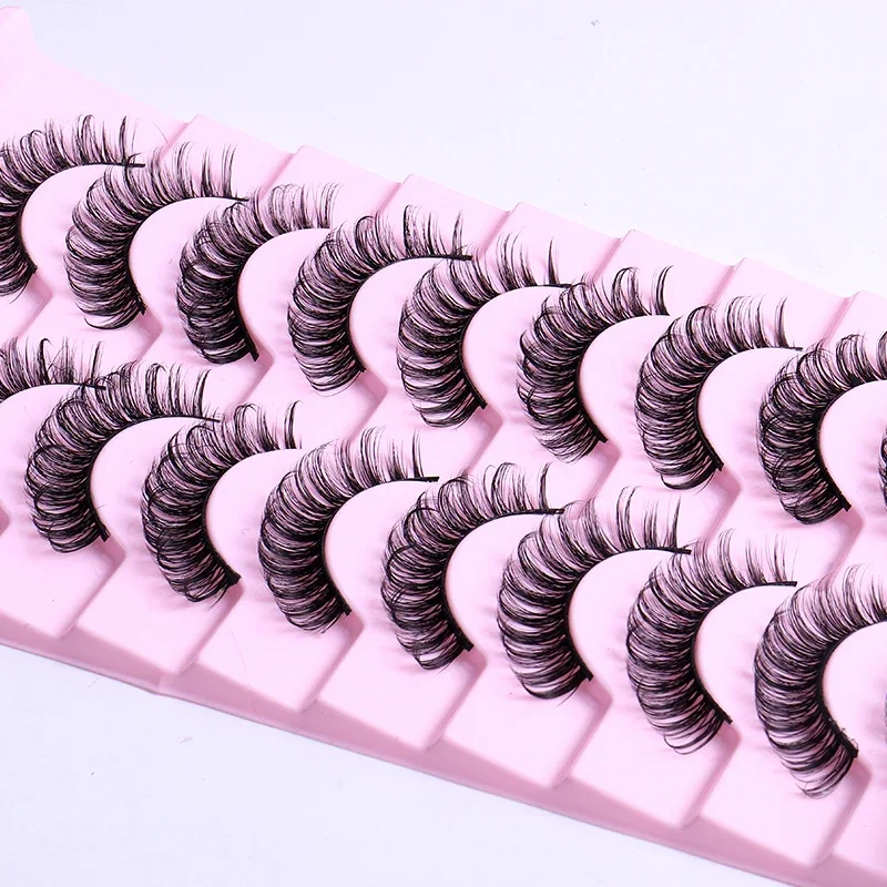10 Paar 3D-Nerz-Russische falsche Wimpern DD Curl 10–23 mm Super-Volumen wiederverwendbare flauschige natürliche Super-Volumen-Fälschungswimpernverlängerungen
