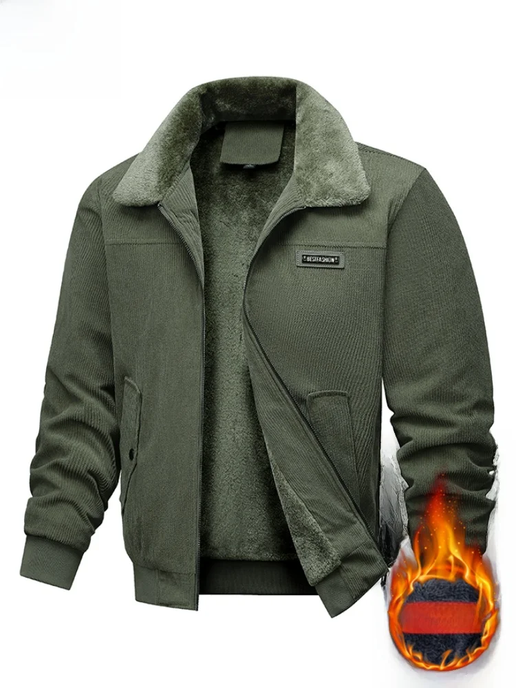 

Paul Men's Thiened Fce Lined Collared Jaet Autumn Winter Faionable Sli Outerwear Stand Fit 3D Polyester Fiber